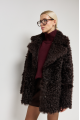 Curly double-sided chocolate-colored sheepskin coat made of natural sheepskin